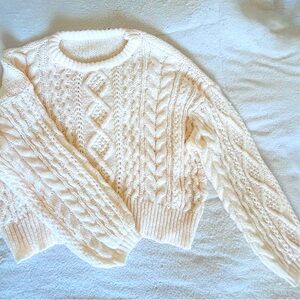 Dazy-less Womens Cable Knit Pull On Sweater Cropped Ivory size-L